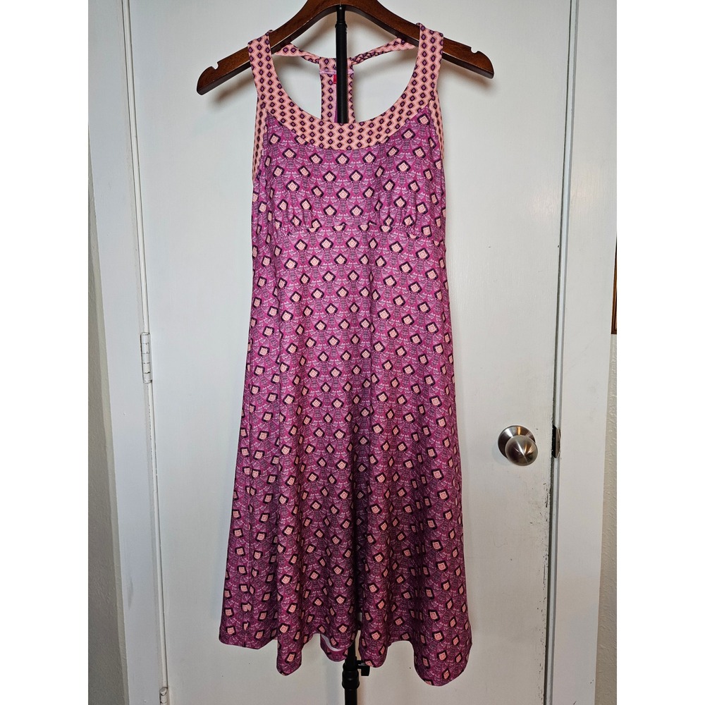 Prana Quinn Dress Womens M Purple Pink Geometric Activewear Golf Active Boho
